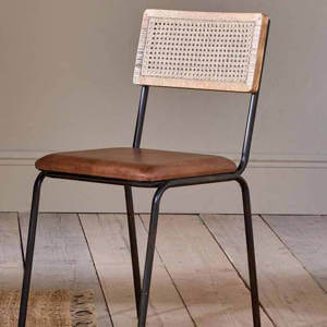 Nkuku Iswa Leather & Rattan Dining Chair